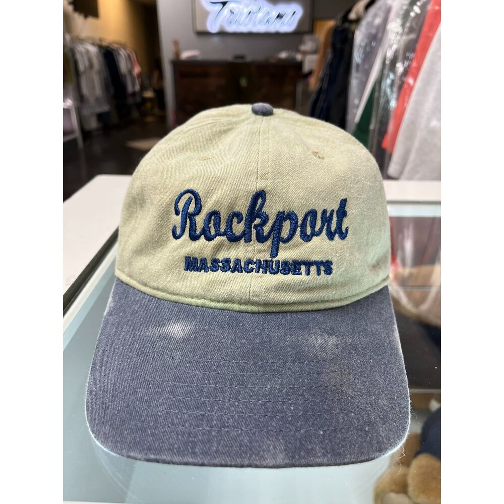 Vintage Unisex Comfort Colors Rockport Mass Baseball Cap One Size blue/beige